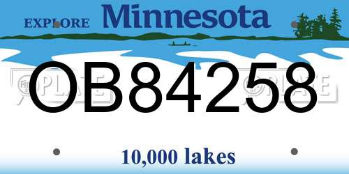 OB84258 Minnesota License Plate