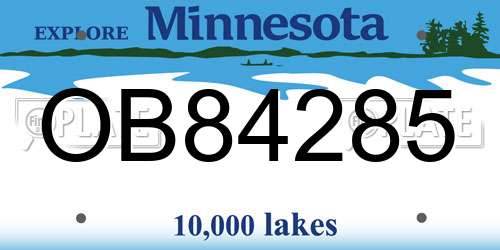OB84285 Minnesota License Plate