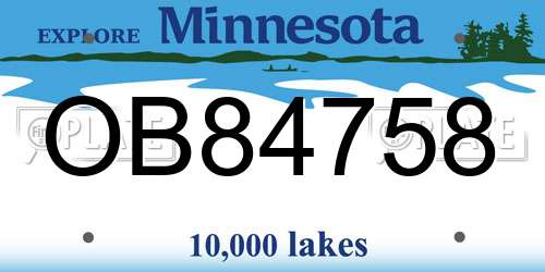 OB84758 Minnesota License Plate