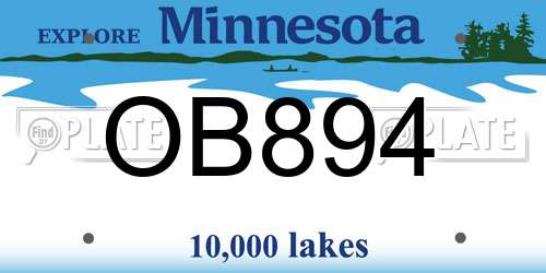 OB894 Minnesota License Plate