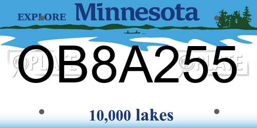 OB8A255 Minnesota License Plate
