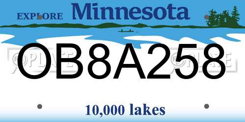 OB8A258 Minnesota License Plate