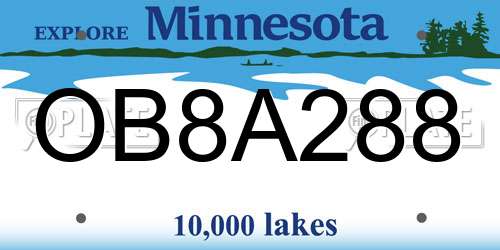 OB8A288 Minnesota License Plate