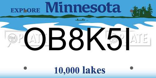 OB8K5I Minnesota License Plate