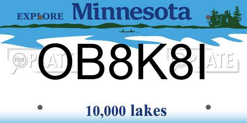 OB8K8I Minnesota License Plate