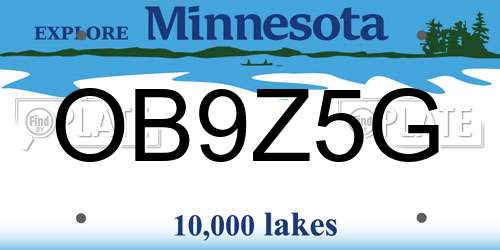 OB9Z5G Minnesota License Plate