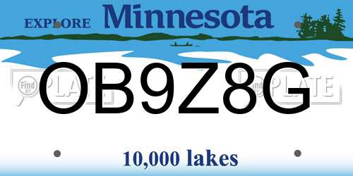 OB9Z8G Minnesota License Plate