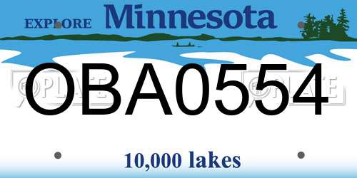 OBA0554 Minnesota License Plate