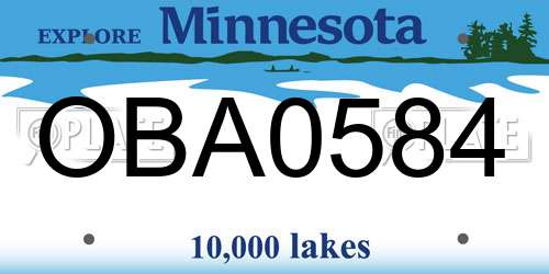 OBA0584 Minnesota License Plate