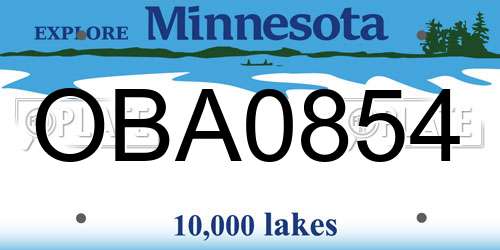 OBA0854 Minnesota License Plate