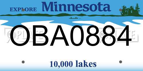 OBA0884 Minnesota License Plate
