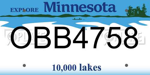 OBB4758 Minnesota License Plate