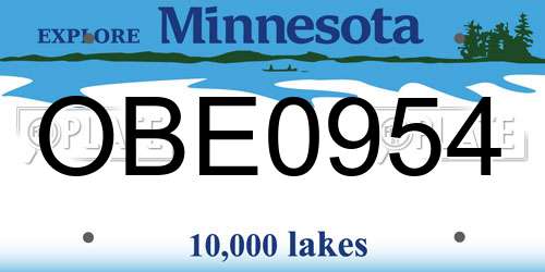 OBE0954 Minnesota License Plate