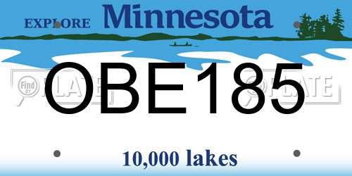 OBE185 Minnesota License Plate