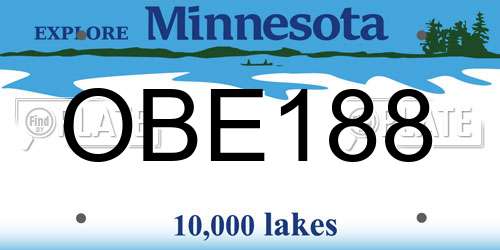 OBE188 Minnesota License Plate