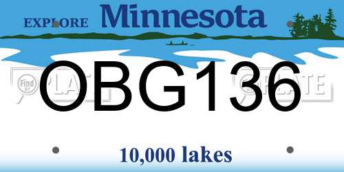 OBG136 Minnesota License Plate