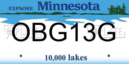 OBG13G Minnesota License Plate
