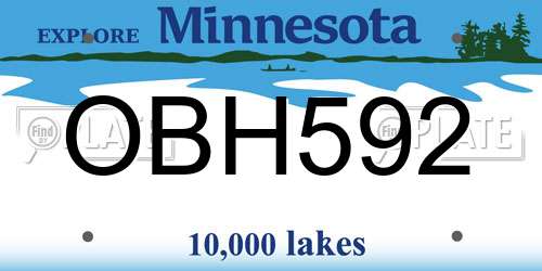 OBH592 Minnesota License Plate