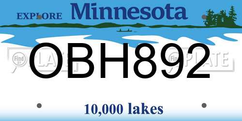 OBH892 Minnesota License Plate