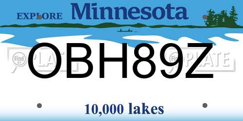 OBH89Z Minnesota License Plate
