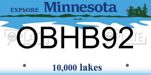 OBHB92 Minnesota License Plate
