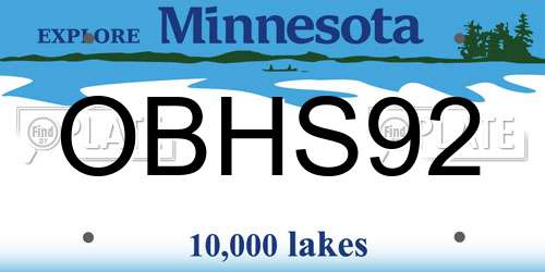 OBHS92 Minnesota License Plate