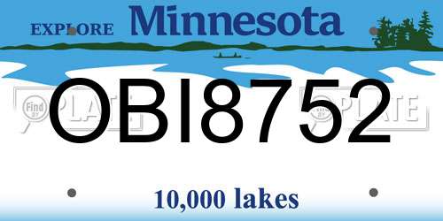 OBI8752 Minnesota License Plate