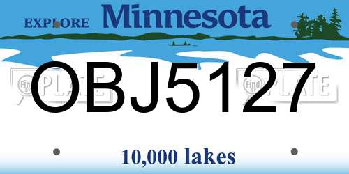 OBJ5127 Minnesota License Plate