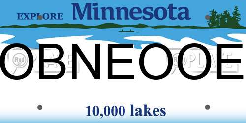 OBNEOOE Minnesota License Plate