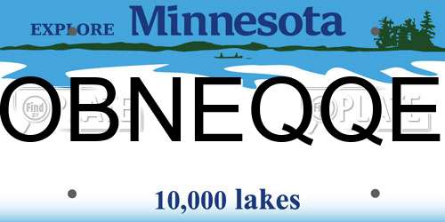 OBNEQQE Minnesota License Plate