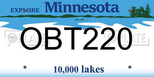 OBT220 Minnesota License Plate