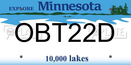OBT22D Minnesota License Plate