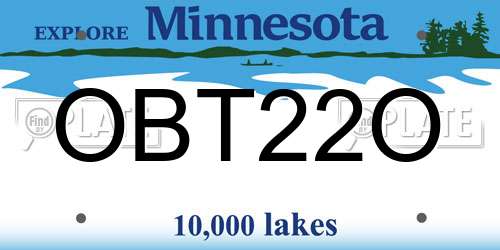 OBT22O Minnesota License Plate