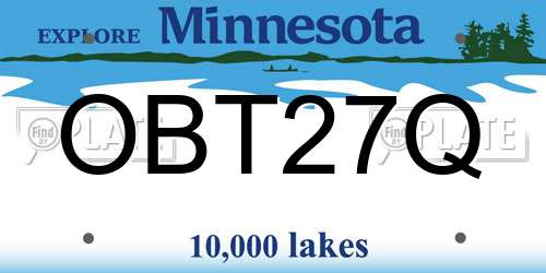 OBT27Q Minnesota License Plate