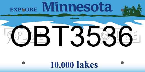 OBT3536 Minnesota License Plate
