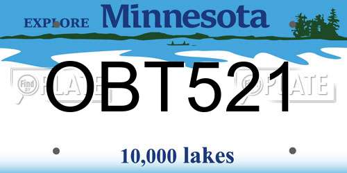 OBT521 Minnesota License Plate