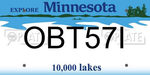 OBT57I Minnesota License Plate