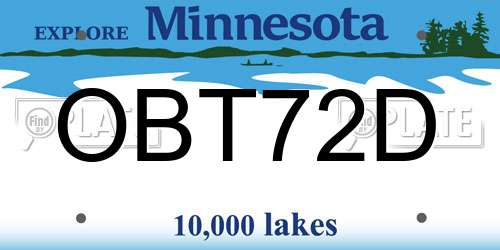OBT72D Minnesota License Plate