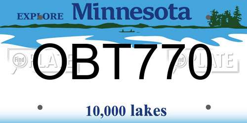 OBT770 Minnesota License Plate