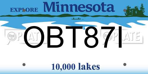 OBT87I Minnesota License Plate