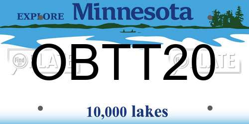 OBTT20 Minnesota License Plate