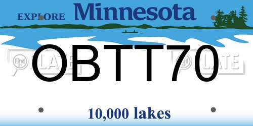 OBTT70 Minnesota License Plate