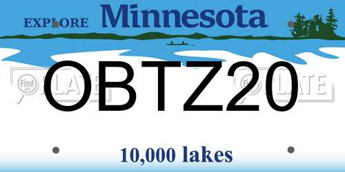 OBTZ20 Minnesota License Plate