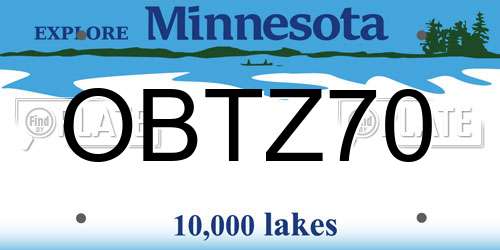 OBTZ70 Minnesota License Plate