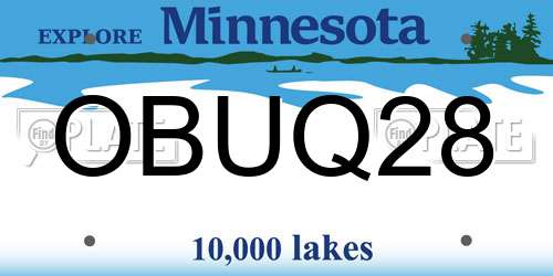 OBUQ28 Minnesota License Plate