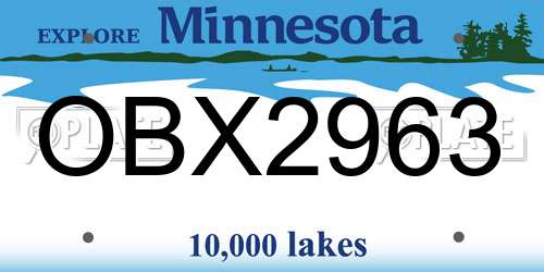 OBX2963 Minnesota License Plate