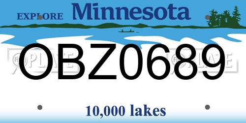 OBZ0689 Minnesota License Plate