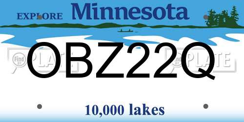OBZ22Q Minnesota License Plate