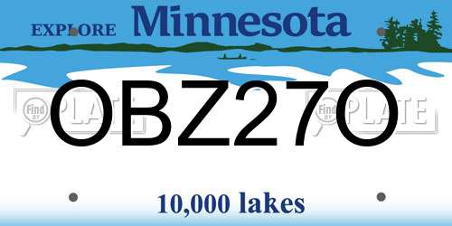 OBZ27O Minnesota License Plate