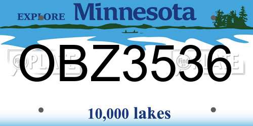 OBZ3536 Minnesota License Plate